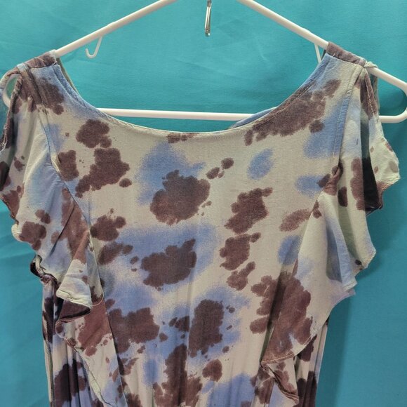 Angie Womens Tie-Dye Rayon Ruffle Sleeve Dress Size L - Picture 2 of 8
